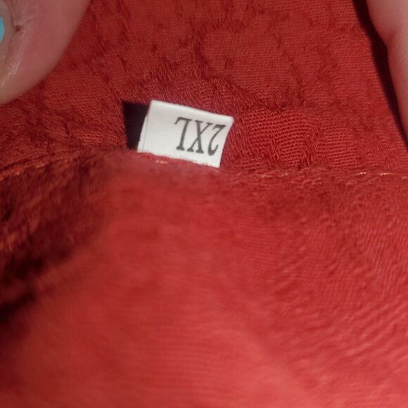 MINIBEE 2XL Linen/Cotton Blend Orange/Red Pullover Organic Natural Plus Size - Picture 8 of 13